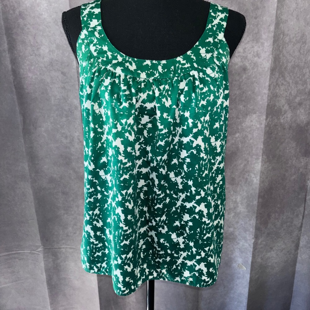 Banana Republic Green Scoop Floral Preppy Women Small Sleeveless Blouse